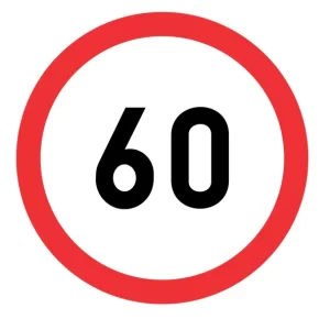 60km Speed Limit road sign (R201) 60