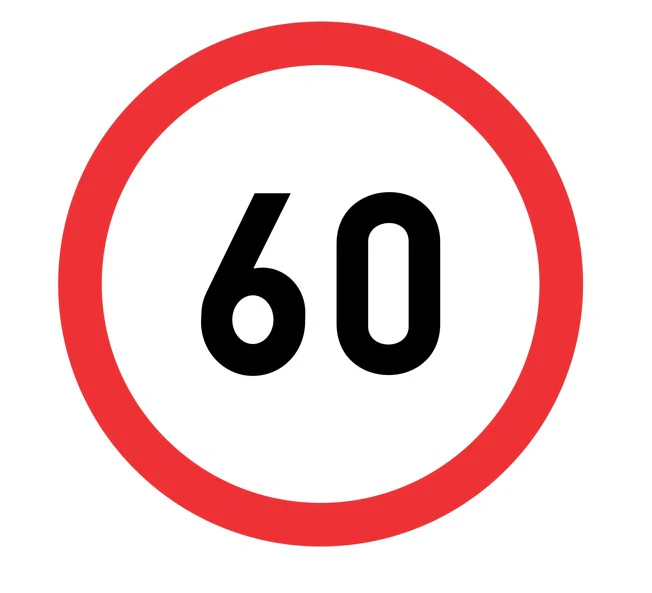 60km Speed Limit road sign (R201) 60