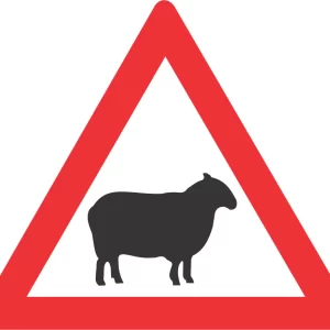 Domestic animals (sheep) road sign (W312)