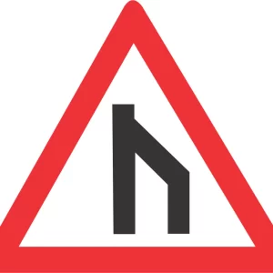 End of dual roadway (straight on) road sign (W117)
