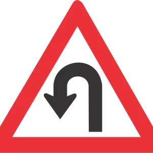 Hairpin Bend (Left) road sign (W207)