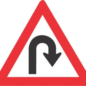 Hairpin Bend (Right) road sign (W206)