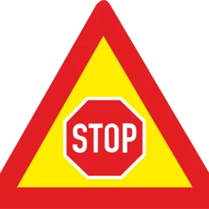 Traffic Control "Stop" Ahead Temporary road sign (TW302)