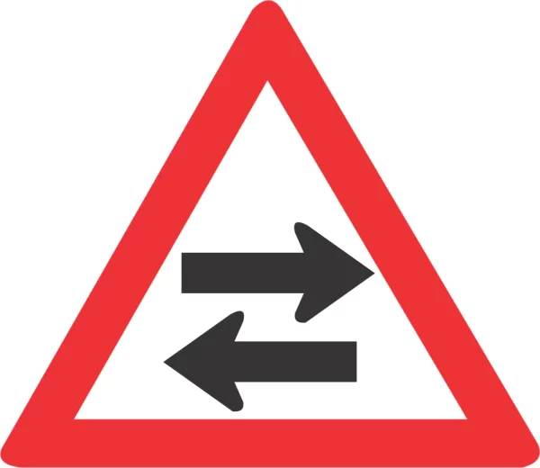 Two-way traffic cross-road road sign (W213)