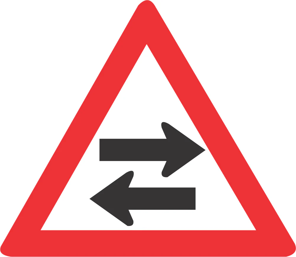 Two-way traffic cross-road road sign (W213)
