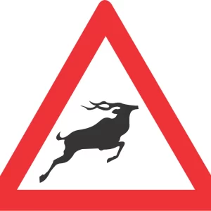 Wild animals ahead road sign (W313)