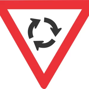Yield at Mini-circle road sign (R2.2)